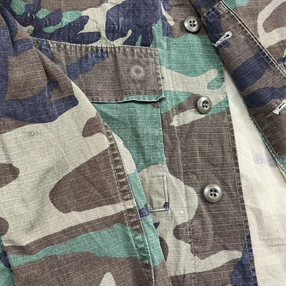 American Apparel Combat Coat Mens Small Regular Green Woodland Camo BDU Jacket